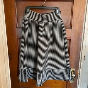 Black/Grey Striped Full A-Line Skirt